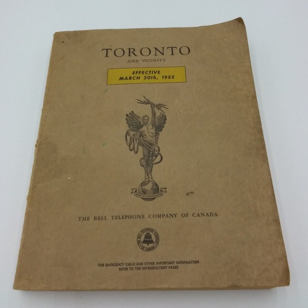 1955 Toronto Ontario and Vicinity Bell Canada Telephone Company Directory Book